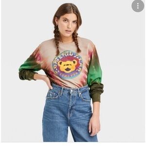 Grateful Dead Teddy Forever Sweatshirt Tie Dye Green Cream Small Medium Small